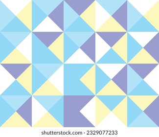 cyan yellow purple triangle monochrome color seamless pattern, vector illustration.