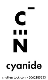 Cyanide Anion, Chemical Structure. Cyanides Are Toxic, Due To Inhibition Of The Enzyme Cytochrome C Oxidase. Skeletal Formula.