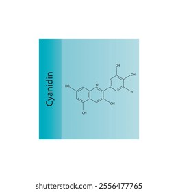 Cyanidin skeletal structure diagram.anthocyanin compound molecule scientific illustration.