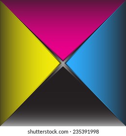 Cyan-Magenta-Yellow-Key colors print presentation printing business sample. Vector illustration.