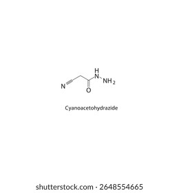 Estrutura esquelética de cianoacetohidrazida. Ilustração esquemática do composto derivado de hidrazida. Diagrama simples, fórmula química.