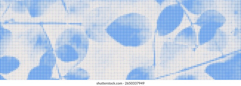 Textura de superposición de semitono de cianotipio con siluetas de hojas. Vector Fondo de pantalla azul suave para la Plantilla, proyectos de Diseño gráfico, obras de arte.