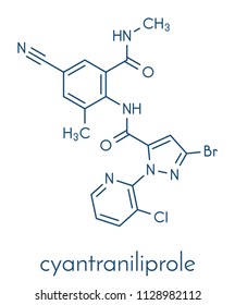 Cyantraniliprole insecticide molecule (ryanoid class). Skeletal formula.