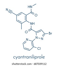 Cyantraniliprole insecticide molecule (ryanoid class). Skeletal formula.