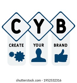 CYB - Create Your Brand acronym. business concept background.  vector illustration concept with keywords and icons. lettering illustration with icons for web banner, flyer, landing page