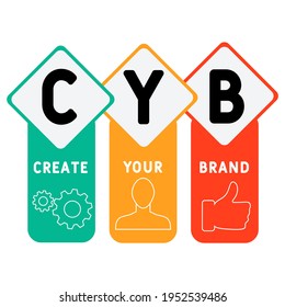 CYB - Create Your Brand acronym. business concept background.  vector illustration concept with keywords and icons. lettering illustration with icons for web banner, flyer, landing page
