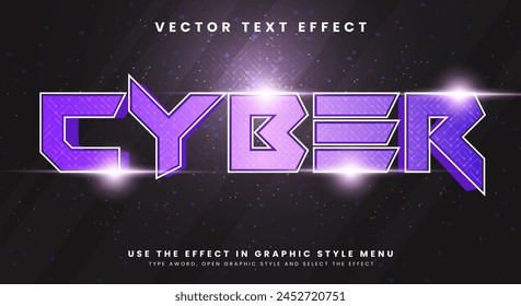 Cyber 3D editable text effect Template with glow light theme