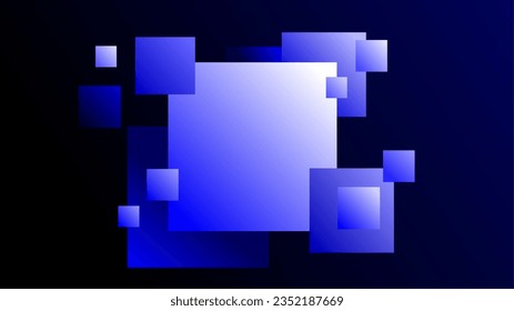 Cyber abstract blue pixel squares technology gradient dark background