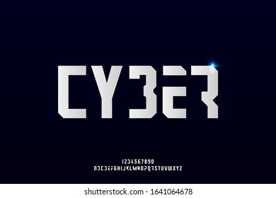 cyber, an Abstract technology futuristic alphabet font. digital space typography vector illustration design