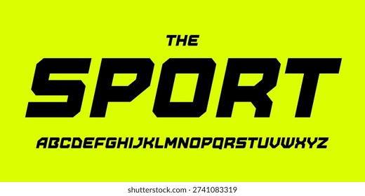 Cyber Angular Font, Modular Geometric Alphabet evokes Robotic Digital Architecture and Gaming or Sports UI. Ideal for Game Logo and Headline. Vector Typeset