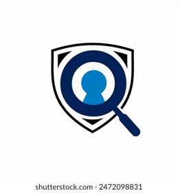 Cyber ​​security application logo design with search concept.