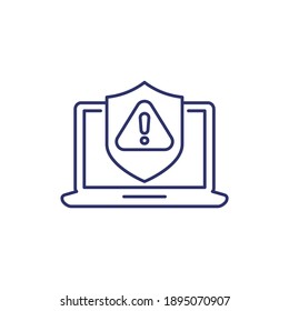 Cyber Attack Alert Icon, Line Vector