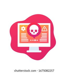 cyber attack alert icon with skull