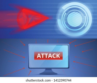 Cyber attack banner set. Cartoon illustration of cyber attack vector banner set for web design