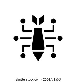 Cyber attackieren schwarze Glyphe Symbol. Cyberkriminalität. Bereitstellen von Malware und Viren. Hacken. Datenbruch. Silhouette-Symbol auf weißem Raum. Festes Piktogramm. Vektorgrafik einzeln
