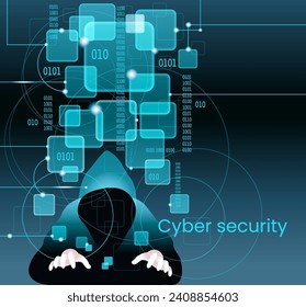 Cyber attack business concept. Anonymous hacker at the laptop computer Internet security. Darknet and cyber security concept. Data thief. Internet fraud.