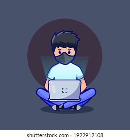 Vector de iconos de ilustración de concepto de ataque cibernético