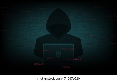Cyber attack concept, Internet Hacker on binary code background