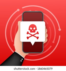 Ataque cibernético. Suplantación de datos con anzuelo de pesca, laptop, seguridad de internet. Ilustración de material vectorial.