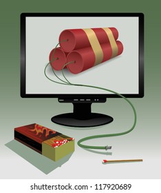 Cyber Attack - A fused virtual bomb ready for detonation.