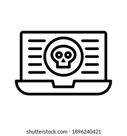 Cyber attack, hacked, virus, malware, skull  icon vector image. Can also be used for cyber security. Suitable for use on web apps, mobile apps and print media.