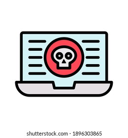 Cyber attack, hacked, virus, malware, skull  icon vector image. Can also be used for cyber security. Suitable for use on web apps, mobile apps and print media.