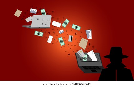 cyber attack with hacker steal data and personal information