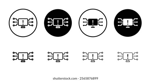 Cyber attack icon Black and white outline vector
