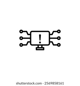 Cyber attack icon Black and white outline vector
