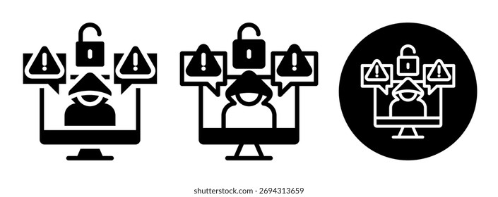 Cyber Attack Icon Collection Glyph and Mixed Vector Illustration
