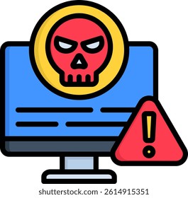 Cyber Attack Icon Lineal Color Vector Illustration