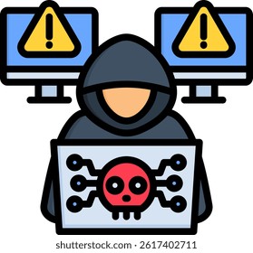 Cyber Attack Icon Lineal Color Vector Illustration