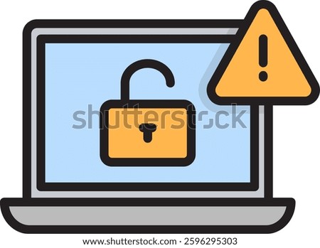 Cyber Attack Icon Lineal Color Vector Illustration