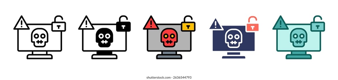 Cyber Attack Icon Multiple Vector Illustration