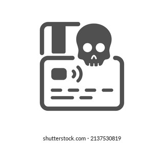 Icono de ataque cibernético. Signo de amenaza de Ransomware. Símbolo de phishing de tarjeta de crédito. Clásico estilo plano. Elemento de diseño de calidad. Un simple icono de ciberataque. Vector