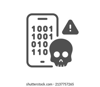 Cyber Attack Icon. Ransomware Threat Sign. Phone Hacking Symbol. Classic Flat Style. Quality Design Element. Simple Cyber Attack Icon. Vector