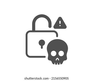 Cyber-Angriffssymbol. Ransomware-Gefahrenzeichen. Passwortknacksymbol. Klassische Wohnfläche. Qualitätsdesign-Element. Einfaches Symbol für Cyberangriffe. Vektorgrafik