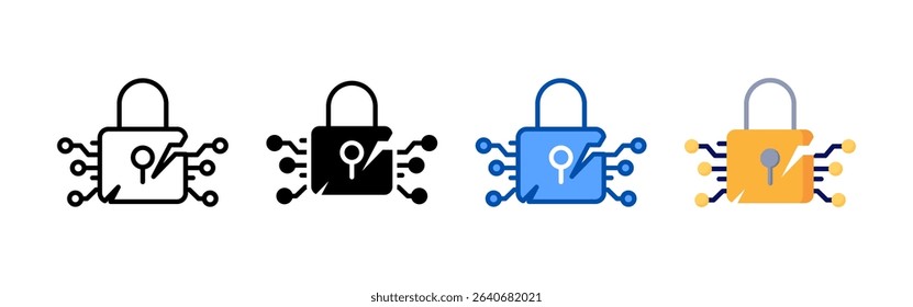 Cyber attack icon set bundle. Multi style icon collection perfect for websites, apps, and presentations. Simple vector icon collection