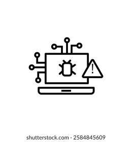 Cyber attack icon Thin line art isolated
