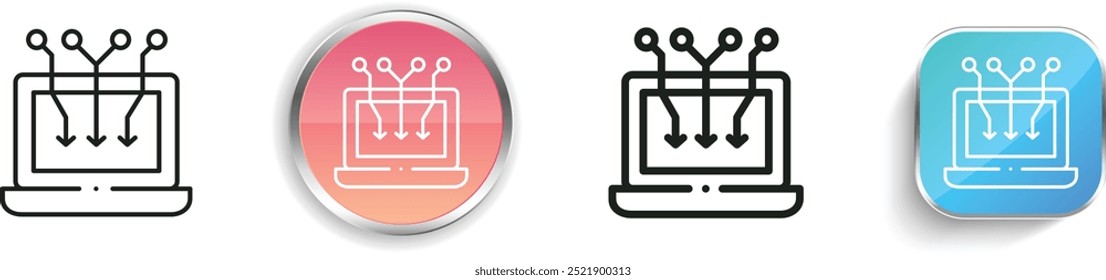 cyber attack icon. Thin Linear, Regular and Button Style Design Isolated On White Background