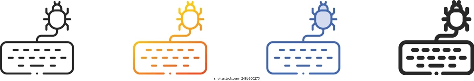 cyber attack icon.Thin Linear, Gradient, Blue Stroke and bold Style Design Isolated On White Background