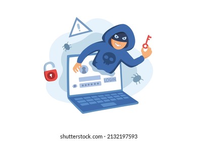 Cyber Attack Illustration concept. Flat illustration isolated on white background.