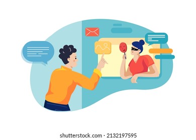 Concepto de ilustración de ciberataques. Ilustración plana aislada en fondo blanco.