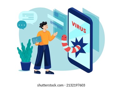 Cyber Attack Illustration concept. Flat illustration isolated on white background.