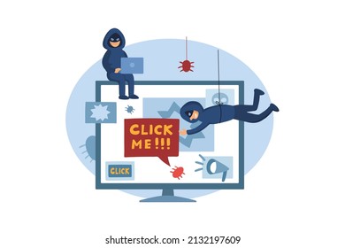 Cyber Attack Illustration concept. Flat illustration isolated on white background.