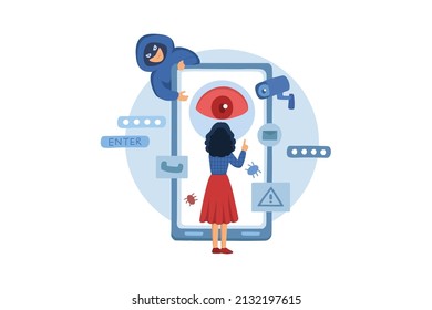 Cyber Attack Illustration concept. Flat illustration isolated on white background.