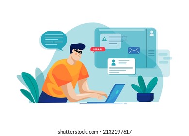 Cyber Attack Illustration concept. Flat illustration isolated on white background.