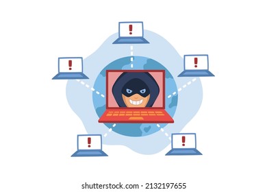 Cyber Attack Illustration concept. Flat illustration isolated on white background.