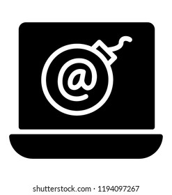 Cyber attack in a laptop with bomb explosion and mail  extension 