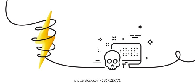 Cyber attack line icon. Continuous one line with curl. Ransomware threat sign. Computer phishing virus symbol. Cyber attack single outline ribbon. Loop curve with energy. Vector